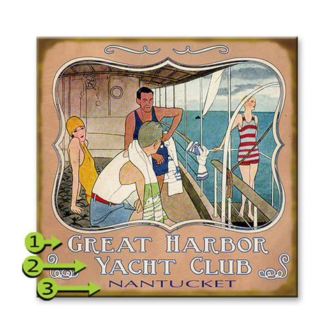 Yacht Club Wood Sign 28x28