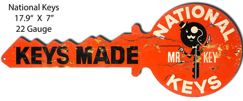 National Keys Laser Cut Out Vintage Reproduction Metal Sign 17.9×7