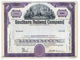 Reproduction Southern Railways Common Stock Certificate Sign 9x12