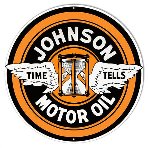 Johnson Motor Oil Reproduction Garage Metal Sign 19×19 Round