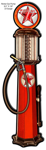 Red Star Gas Pump Cut Out Garage Art By Steve McDonald 8.5×30