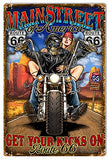 Route 66 Main Street Motorcycle Metal Sign By Steve McDonald 12×18
