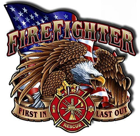 Firefighter First Responders Cut Out Wall Art Metal Sign 17.2×17.5