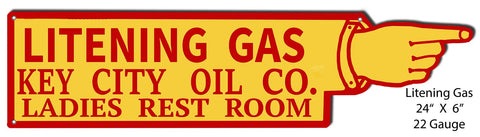 ArtFuzz Litening Gas Ladies Restroom Cut Out Garage Metal Sign 6x24