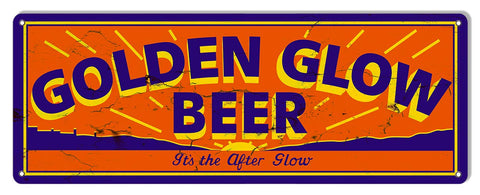 Golden Glow Beer Reproduction Man Cave Bar Metal Sign 8×24