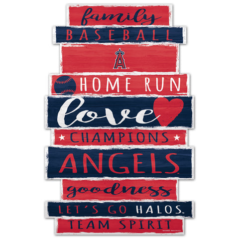 Los Angeles Angels Sign 11x17 Wood Family Word