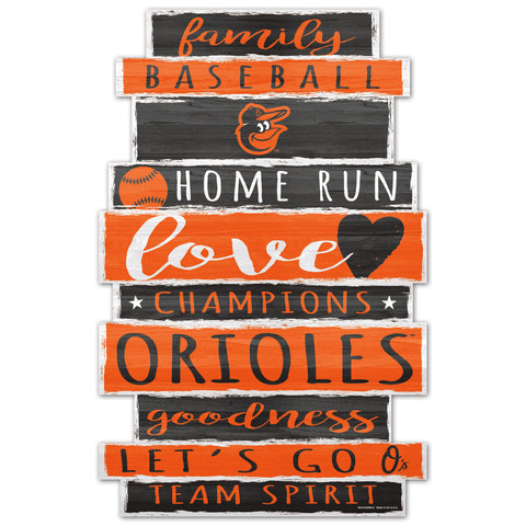 Baltimore Orioles Sign 11x17 Wood Family Word