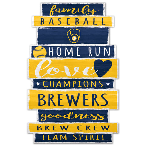 Milwaukee Brewers Sign 11x17 Wood Family Word