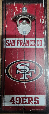 San Francisco 49ers Sign Wood 5x11 Bottle Opener Alternate