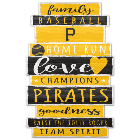 Pittsburgh Pirates Sign 11x17 Wood Family Word