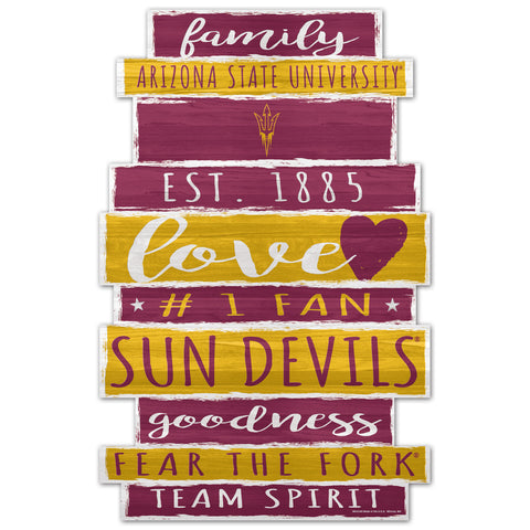 Arizona State Sun Devils Sign 11x17 Wood Family Word Design