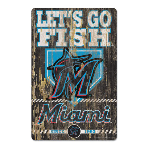 Miami Marlins Sign 11x17 Wood Slogan Design
