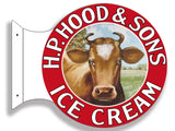 ArtFuzz Hood and Sons Ice Cream 15?x 15? Rd 22g Metal Flange Sign Reproduction