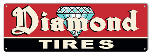 Diamond Tires Reproduction Garage Shop Metal Sign 6×18