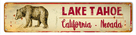 ArtFuzz Lake Tahoe California Nevada Street Sign 4?x18? Vintage Looking
