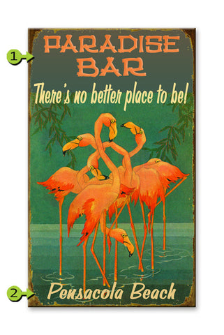 Flamingos Wood Sign 18x30
