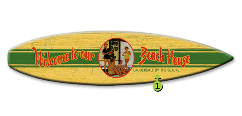 Welcome to the Beach House Sufboard Wood Sign 8x32