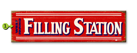 Filling Station Wood Sign 10x36