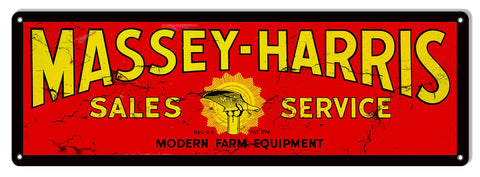 Massey Harris Farm Equipment Reproduction Country Metal Sign 6×18