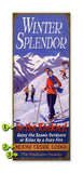 Winter Splendor (With Skiers) Wood Sign 17x44
