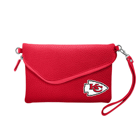 Kansas City Chiefs Purse Pebble Fold Over Crossbody Light Red   Special Order