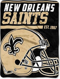 New Orleans Saints Blanket 46x60 Micro Raschel 40 Yard Dash Design Rolled