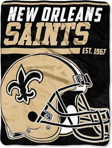 New Orleans Saints Blanket 46x60 Micro Raschel 40 Yard Dash Design Rolled