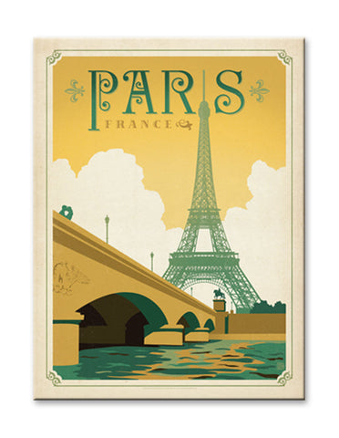 Eiffel Tower, Paris, France Green/Gold Wood Sign 28x38