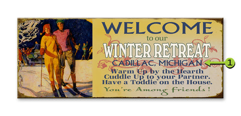 Winter Retreat Wood Sign 17x44