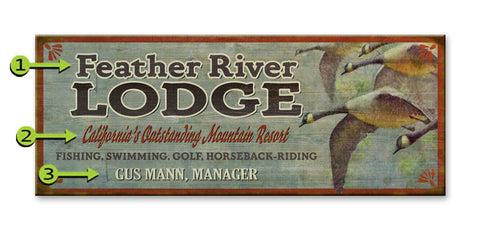 Five Geese Lodge Wood Sign 17x44