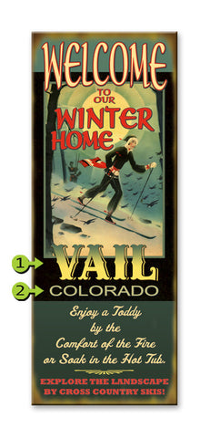 Winter Home XCountry Wood Sign 17x44