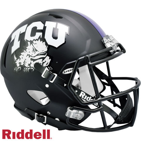 TCU Horned Frogs Helmet Riddell Authentic Full Size Speed Style Matte Black - Special Order