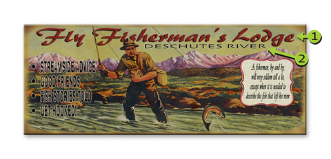 Fly Fisherman's Lodge Wood Sign 17x44