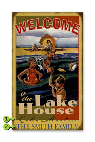 Welcome to the Lake House Wood Sign 28x48