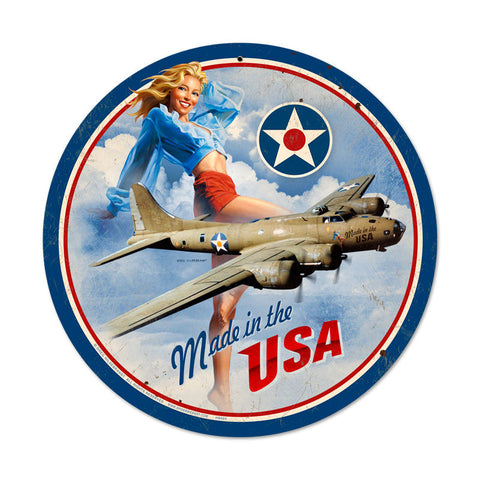 USA B17 Metal Sign Wall Decor 14 x 14