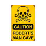 Caution Man Cave Metal Sign Wall Decor 12 x 18