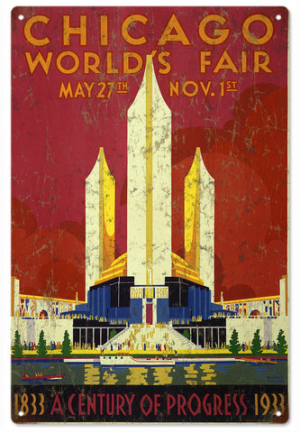 Vintage Chicago Fair Metal Sign