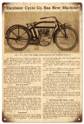 Vintage Excelsior Bicycle Metal Sign