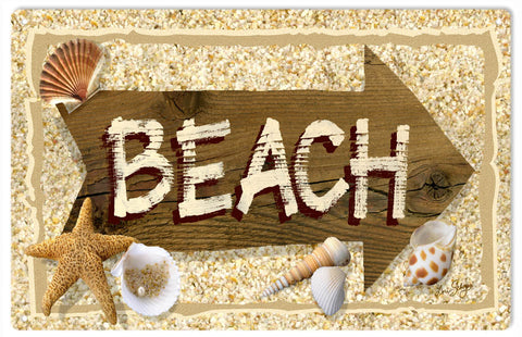 To Beach Seashell Metal Sign