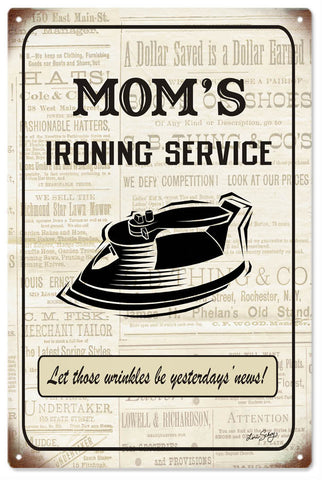 Vintage Moms Ironing Service Metal Sign