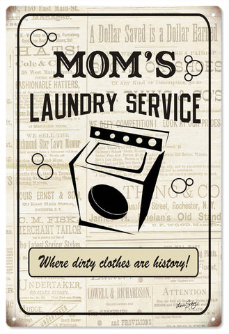 Vintage Moms Laundry Service Metal Sign