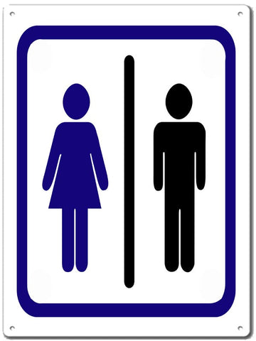 Women And Mens Restroom Metal Sign