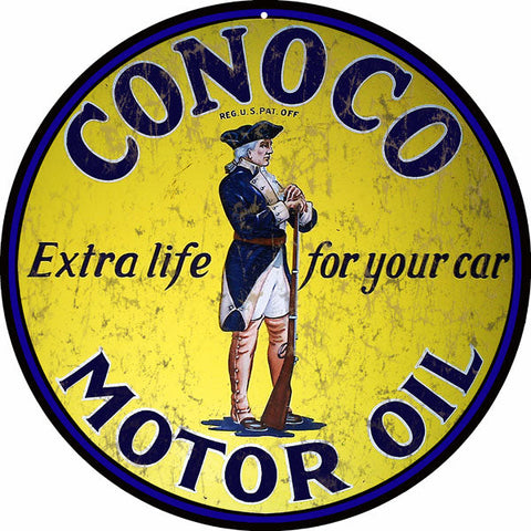 Vintage Conoco Motor Oil Metal Sign