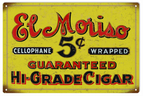 Vintage El Moriso Cigar Metal Sign