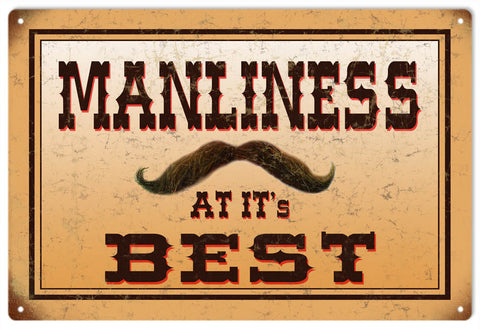 Vintage Manliness Mustache Barber Metal Sign