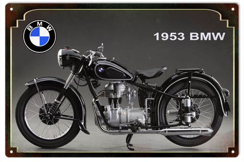Vintage 1953 BMW Motorcycle Metal Sign