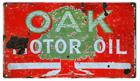 Vintage Oak Motor Oil Metal Sign