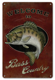 Welcome To Bass Country Fishing Sportsman Metal Sign