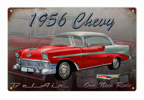 Vintage 1956 Chevy Bel Air Metal Sign