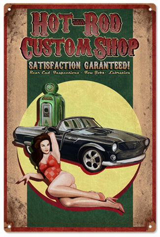 Hot Rod Custom Shop Metal Sign